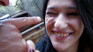 Lisa spice queda fodido súa aparvado grande no bosque